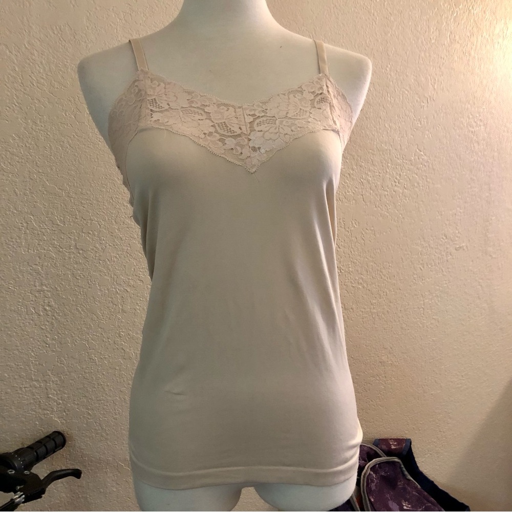 Cynthia Rowley Large Lace Trim Fitted Camisole